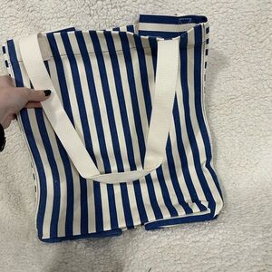Blue and White Striped New Horizons Tote Bag